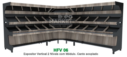 HFV 06 - Expositor Vertical 2 Níveis com Módulo. Canto acoplado